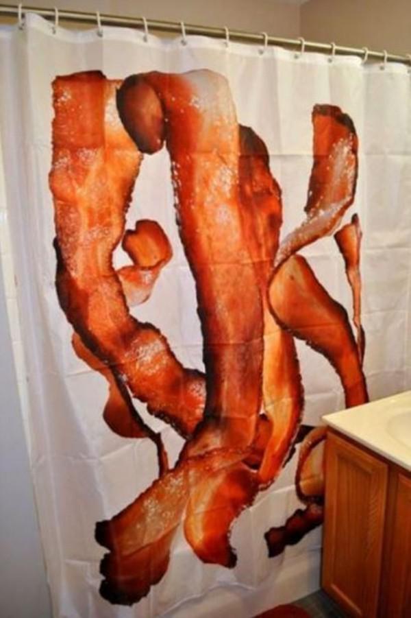 bacon shower curtain