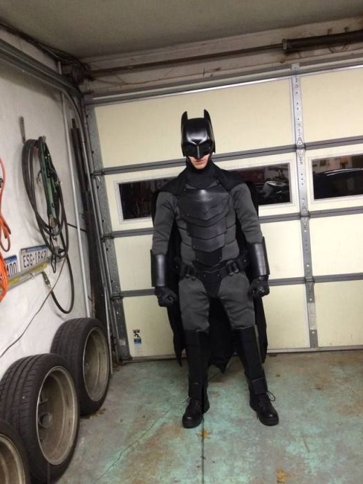 Kid Makes Real Life Batman Suit and Tests it with Knives and Fists