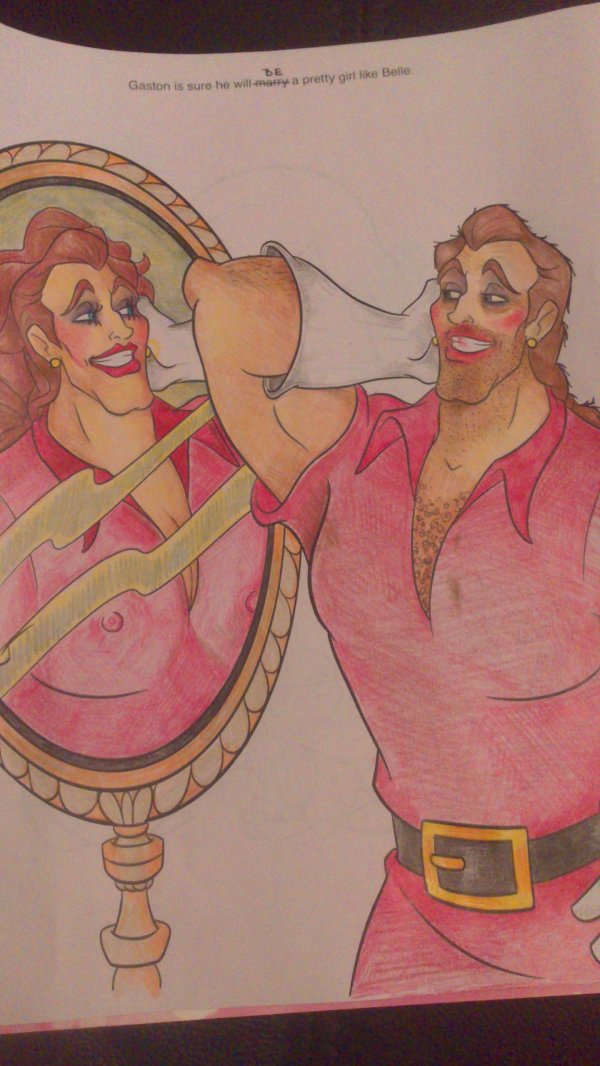 ruined children's coloring books - De Gaston is sure he will marry a pretty girl Belle