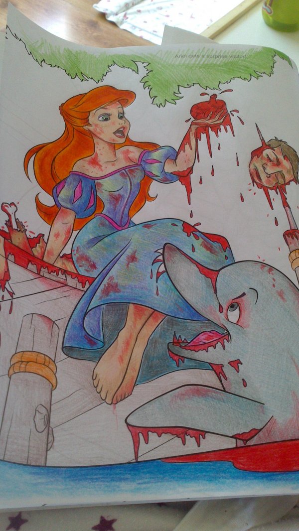 messed up disney coloring books