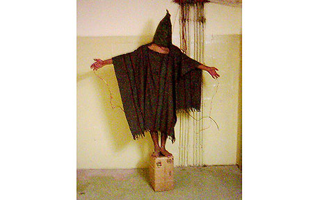 Pictures of torture at Abu Ghraib prison. A series of "trophy" images famously revealed by the United States Army Criminal Investigation Command in 2004, exposed abuse and humiliation of Iraqi inmates by a group of US soldiers.