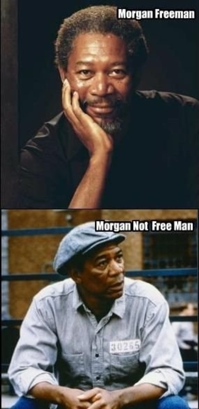 celebrity name puns - Morgan Freeman Morgan Not Free Man 30255
