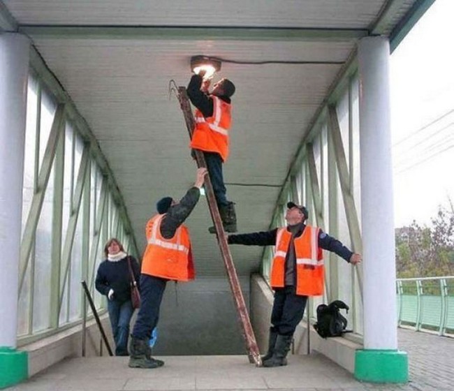 When these guys couldn't find a step ladder that was good enough