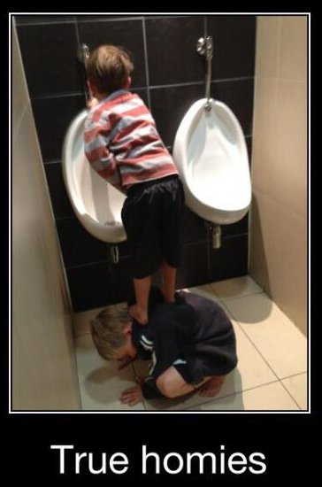 kid peeing in urinal - True homies