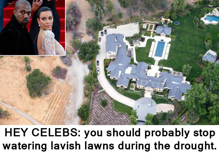 drought shaming - Hey Celebs you should probably stop watering lavish lawns during the drought.