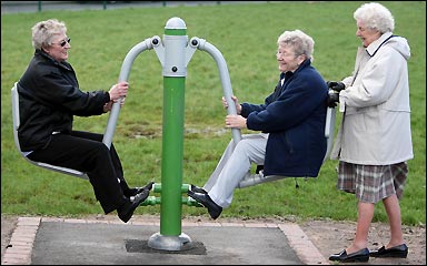 Again- FUNNNN!!! Add a seesaw and a swingset to retirement homes and I'll bet more elderly folks would be active.
