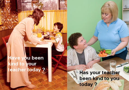 school then and now - Have you been kind to your teacher today? Has your teacher been kind to you today?