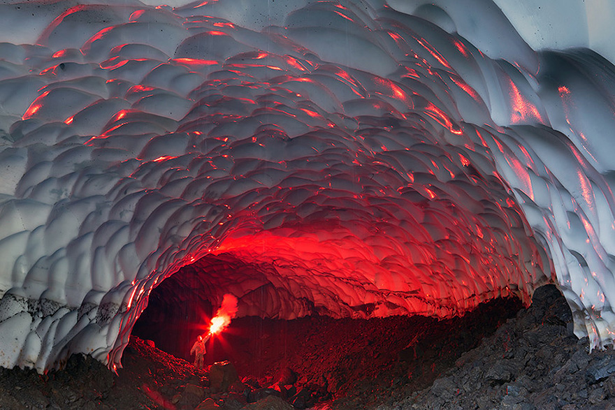 Ice Cave near the Mutnovsky Volcano in Russia