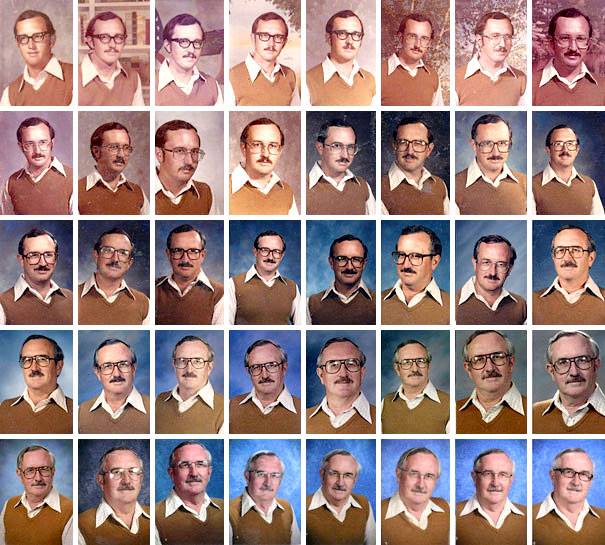 This teacher wore the same outfit for every yearbook picture for his entire teaching career.