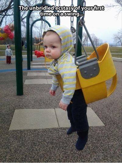 park with the kids funny - The unbridled ecstasy of your first time on a swing...