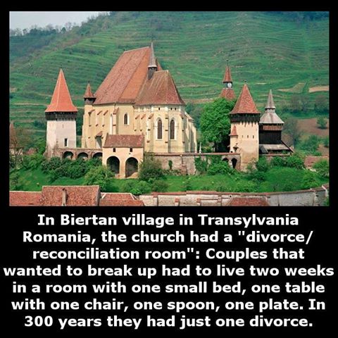 biertan transylvania - In Biertan village in Transylvania Romania, the church had a "divorce reconciliation room" Couples that wanted to break up had to live two weeks in a room with one small bed, one table with one chair, one spoon, one plate. In 300 ye