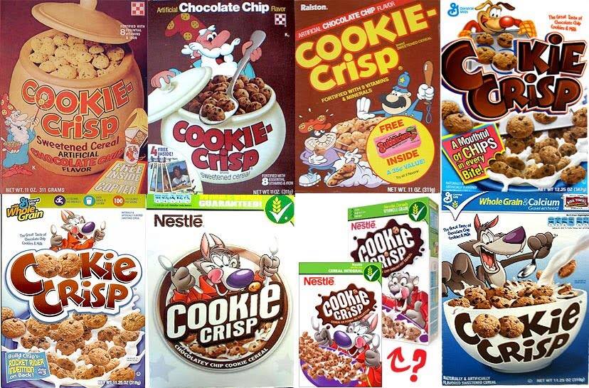 The evolution of Coooookie Crisp. I swear it was better in the '80s.... they changed it!