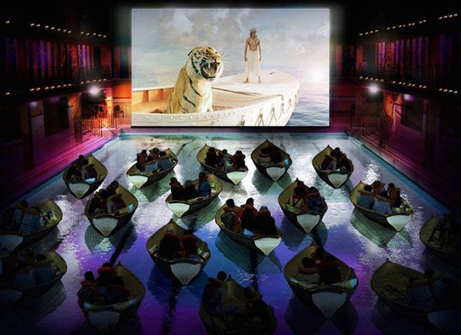 A floating theater for water themed movies.