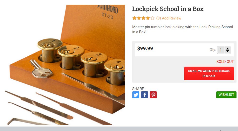 lock pick training set - Juthord St23 Lockpick School in a Box tttt 3 Add Review Master pintumbler lock picking with the Lock Picking School in a Box! $99.99 Qty 1 Sold Out Email Me When This Is Back In Stock Wishlist