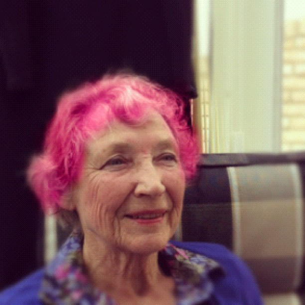 She TELLS you the "beauty parlor" messed up her nice gray hair dye, but the truth is, she asked for bubblegum pink