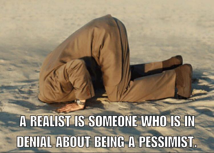 memes - ostrich syndrome - A Realist Is Someone Who Is In Denial About Being A Pessimist.