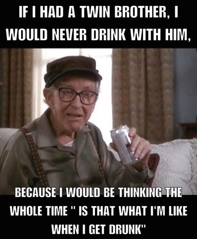 memes - i m not a alcoholic - If I Had A Twin Brother, I Would Never Drink With Him, Because I Would Be Thinking The Whole Time" Is That What I'M When I Get Drunk"