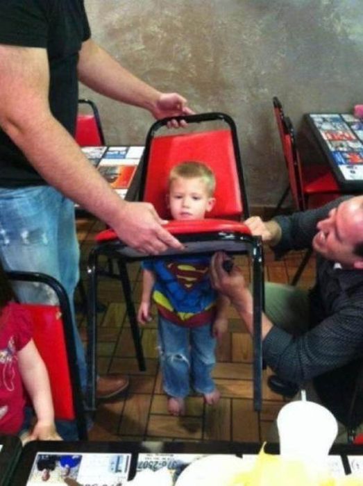When superman needs rescuing. Next time sit with your butt, not your head.
