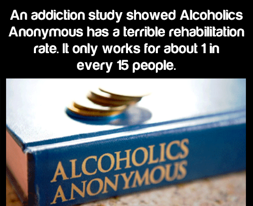 castelletto di branduzzo - An addiction study showed Alcoholics Anonymous has a terrible rehabilitation rate. It only works for about 1 in every 15 people. Alcoholics Anonymous