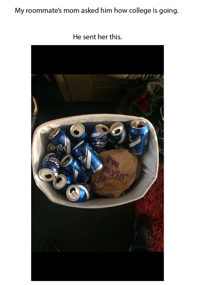cobalt blue - My roommate's mom asked him how college is going. He sent her this.