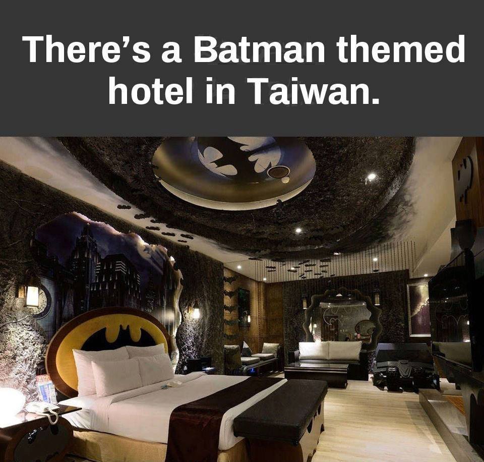 themed hotel rooms - There's a Batman themed hotel in Taiwan.