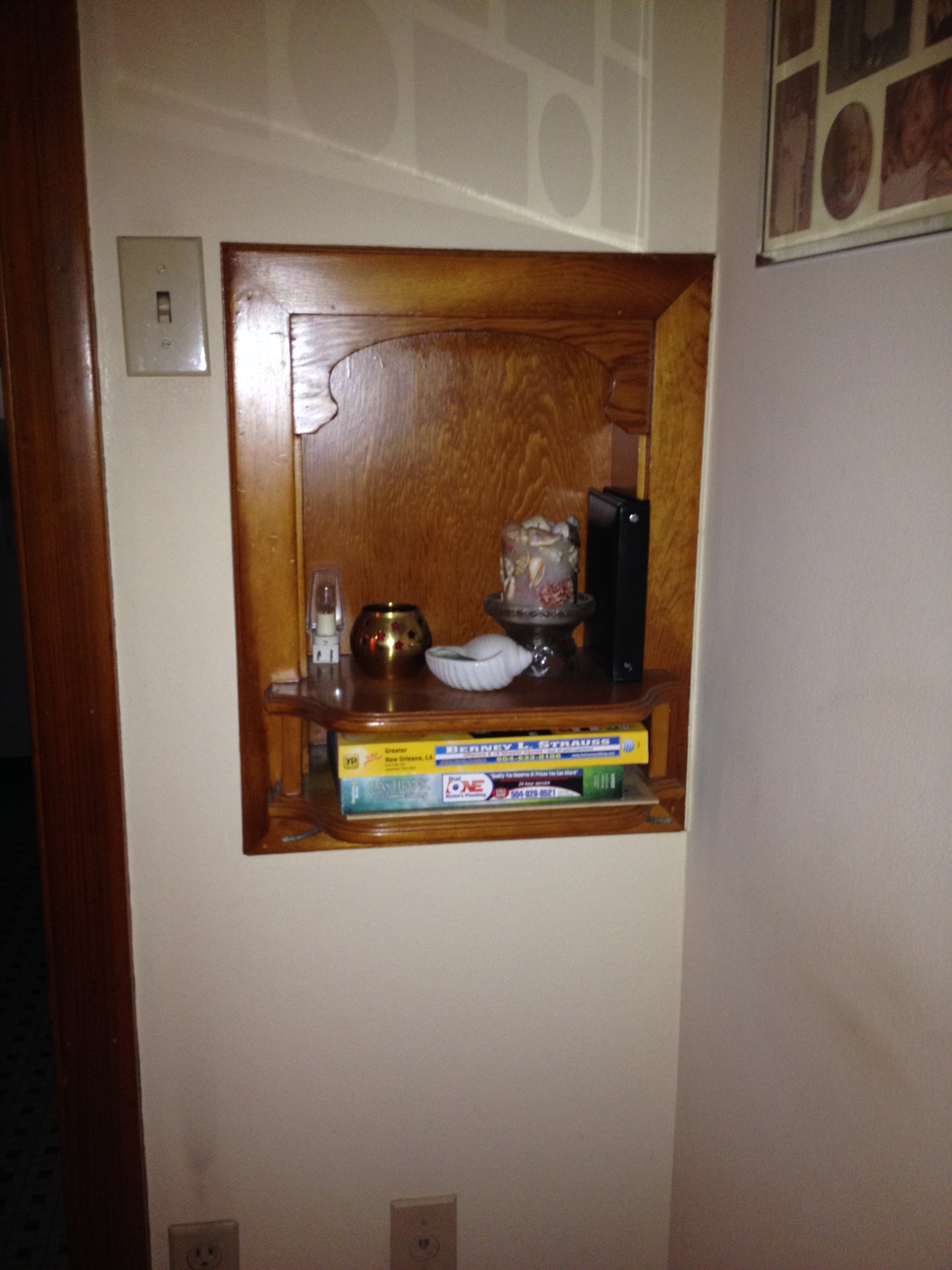 THe old phone shelves in old houses of the 50s.