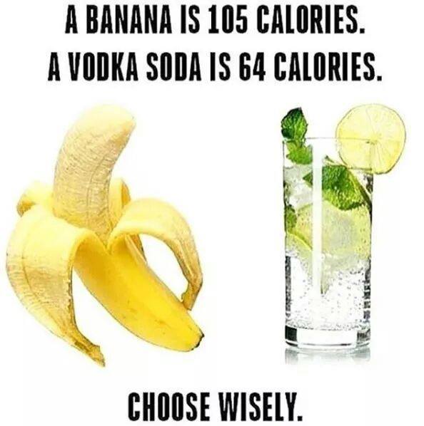 random pic banana is 105 calories - A Banana Is 105 Calories. A Vodka Soda Is 64 Calories. Choose Wisely.