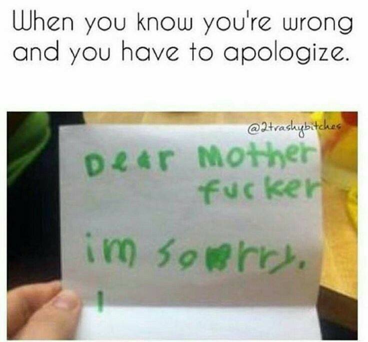 random pic material - When you know you're wrong and you have to apologize. peer Mother fucker im sorry