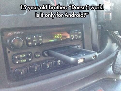 iphone in cassette player - 15 year old brother"Doesn't work! Is it only for Android?" Vol Push On 520 Seek Tune