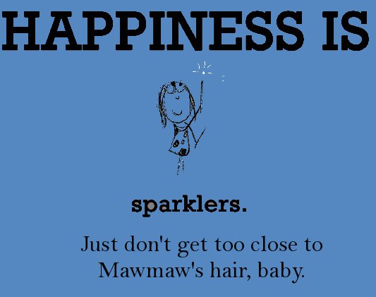 animal - Happiness Is sparklers. Just don't get too close to Mawmaw's hair, baby.