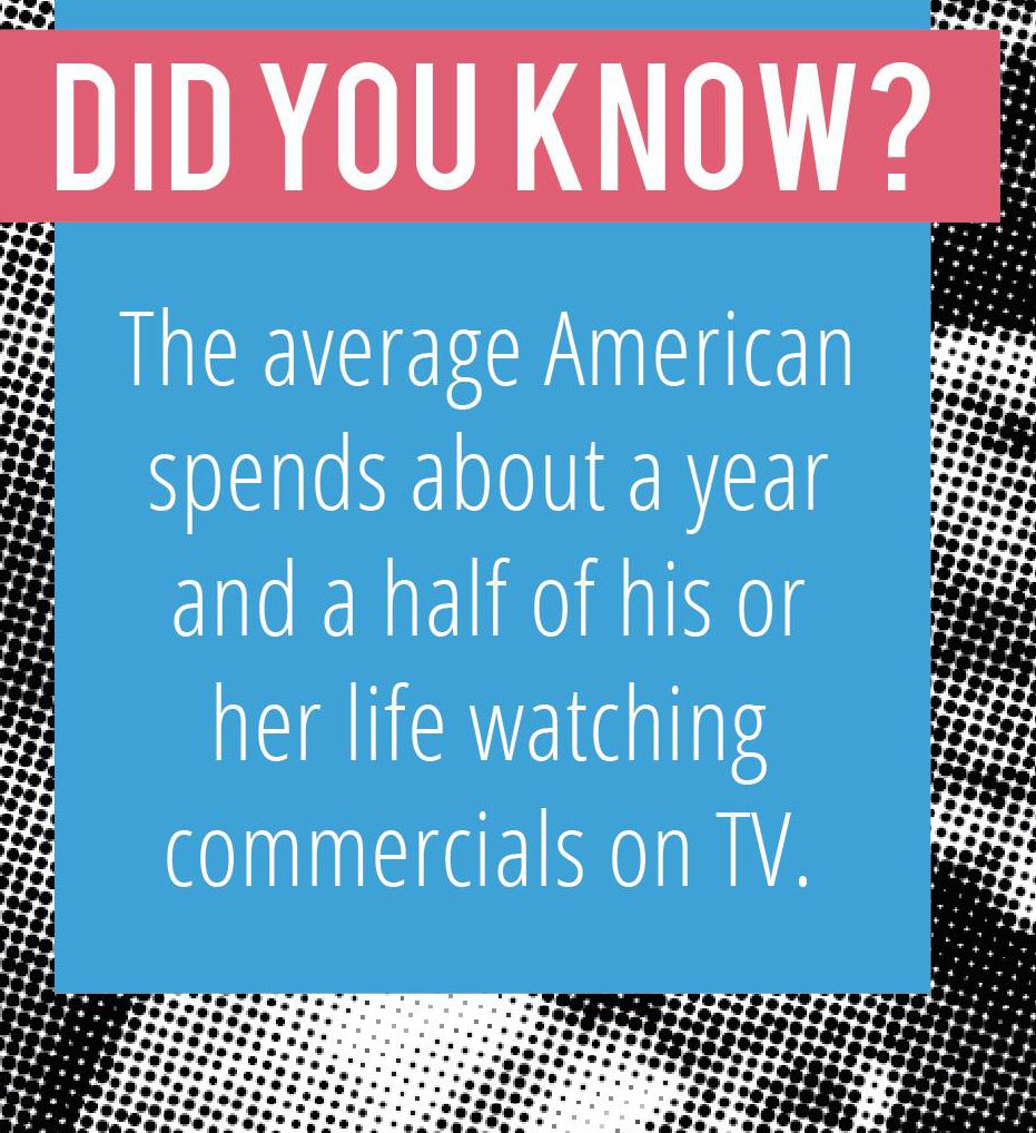 graphic design - Did You Know? The average American spends about a year and a half of his or her life watching commercials on Tv.