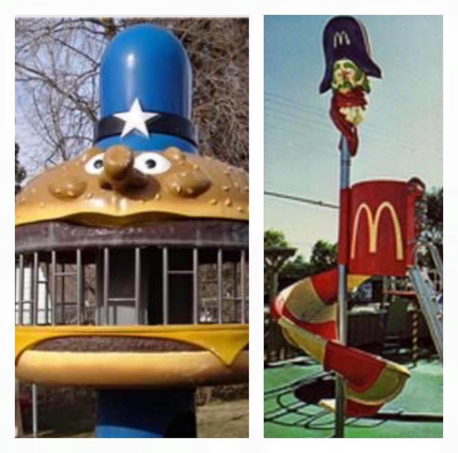 Oh McDonalds, tall metal structures?! (So much fun, so many great memories) and that green astroturf that killed your knees when you fell from running- but you got up and shook it off because MCDONALDS! We survived!