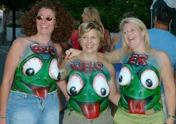 budweiser frog body paint - Wes