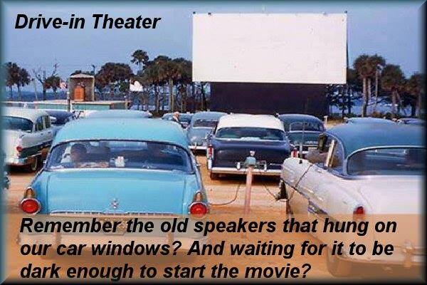old cars at drive in movie - Drivein Theater Remember the old speakers that hung on our car windows? And waiting for it to be dark enough to start the movie?