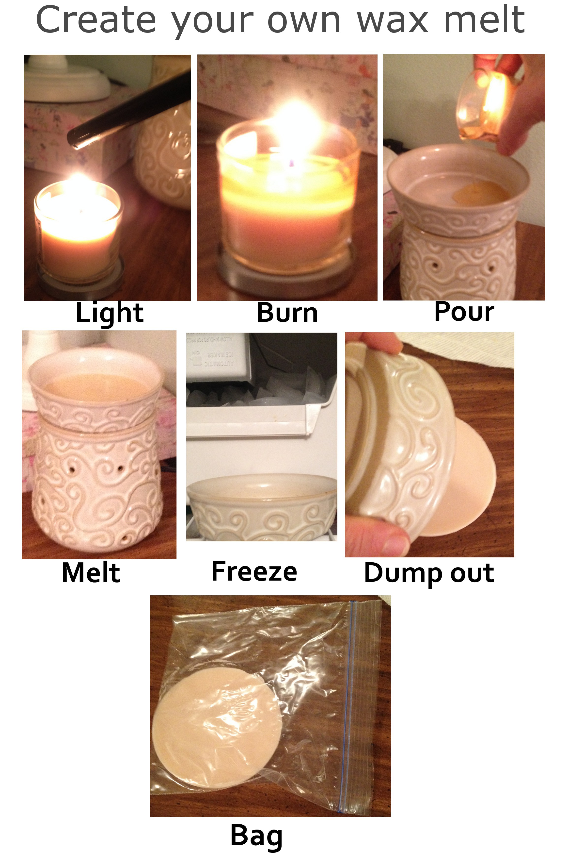 wax - Create your own wax melt Light Burn Pour Melt Freeze Dump out Bag