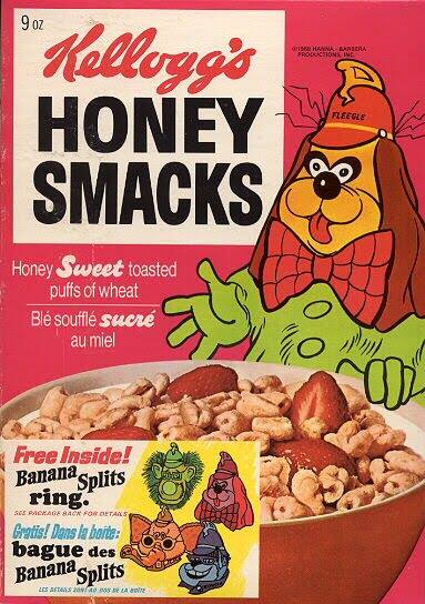 banana splits kellogg - 9 oz "Kellogg's Honey Smacks Honey Sweet toasted puffs of wheat Bl souffl such au miel 20 Free Inside! Banana Splits ring. See Macrage Back For Detaan Gratis! Dans la batte bague des e Banana splits 205 Atas was To