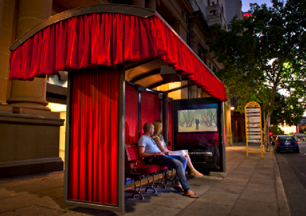 movie theater bus shelter