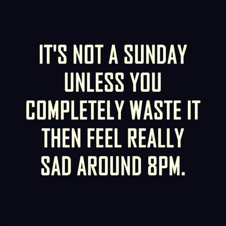sunday meme funny - It'S Not A Sunday Unless You Completely Waste It Then Feel Really Sad Around 8PM.