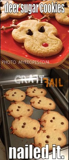 reindeer cookie fail - deer sugar cookies Photo Myrecipes.Com nailed it