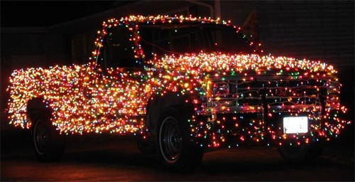 christmas truck with christmas lights