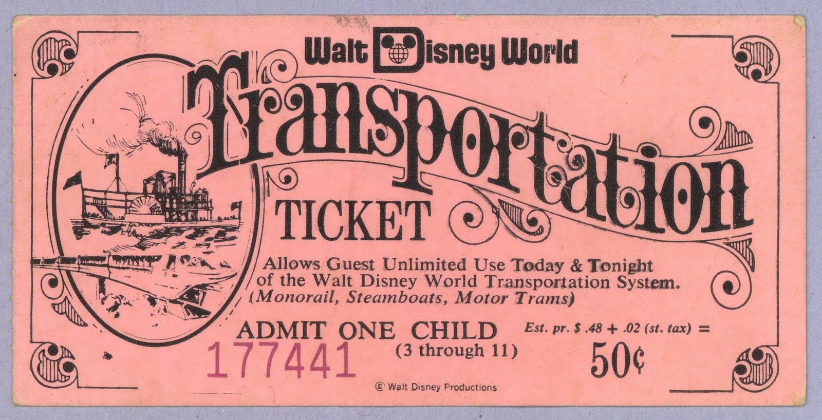 One of the old transportation tickets