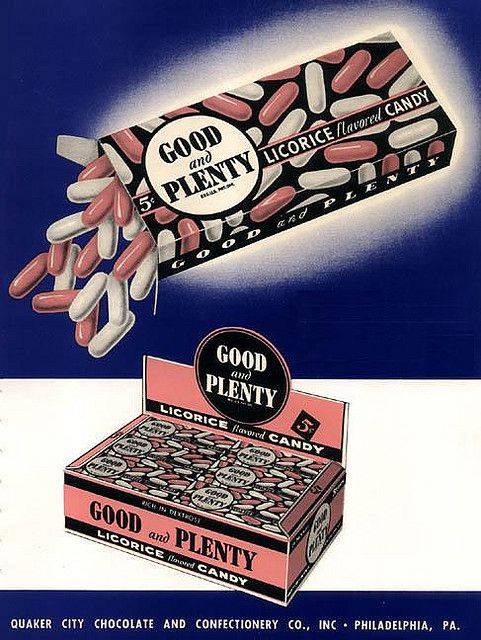 retro candy - and Good 5 Plenty Licorice levered Candy C D Good Plenty Licorice med Candy Bch Good and Plenty Licorice Candy 1252 Quaker CITY_CHOCOLATE And Confectionery Co., Inc. Philadelphia, Pa.