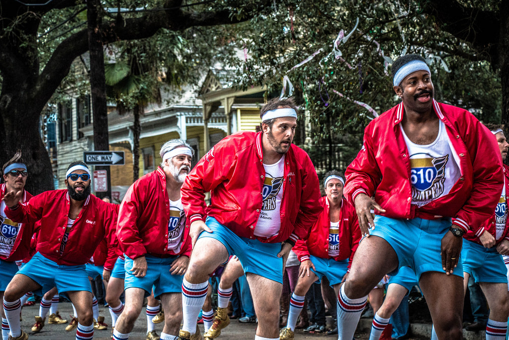 The 610 stompers are a very selective marching group of some of the most prominent lawyers, doctors, and business leaders in the city. They've got the moves, the personality, and the legs!