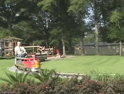 Train lovers may feel envious of this adult-sized ride on (he build it himself)