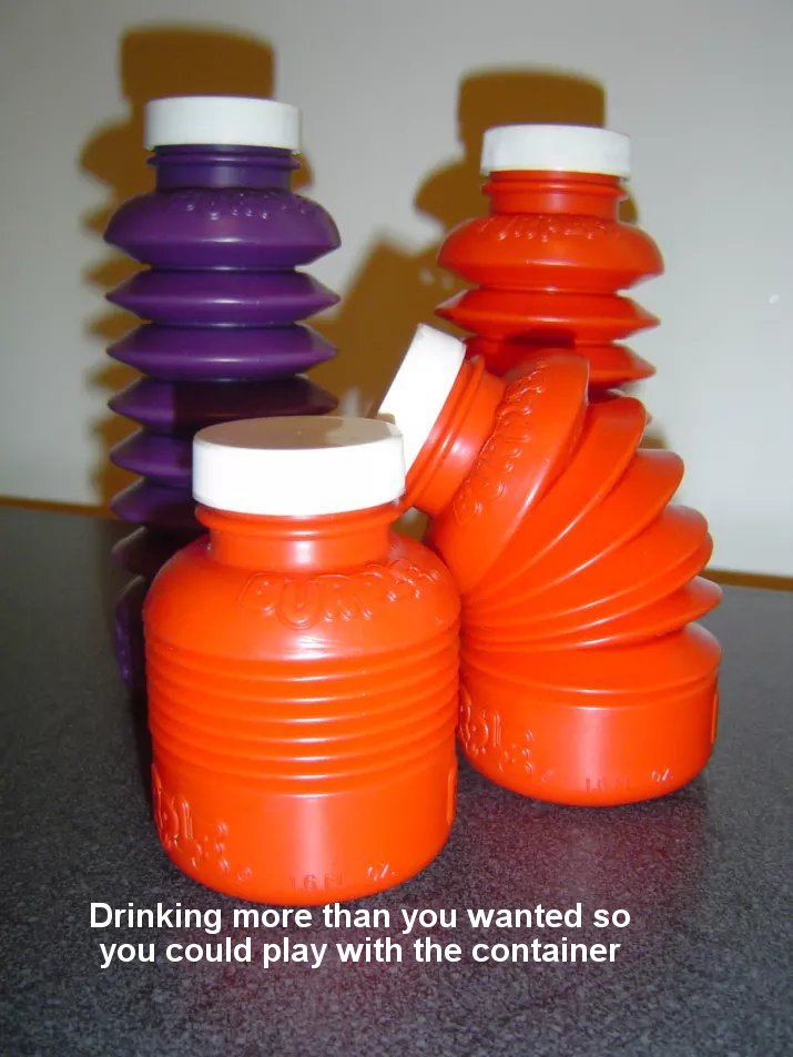 burple drink 80s - Drinking more than you wanted so you could play with the container