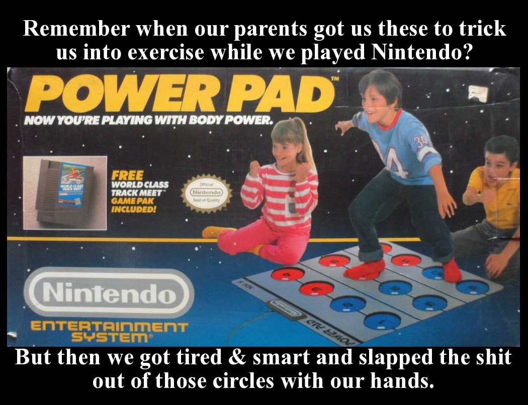 Remember when our parents got us these to trick us into exercise while we played Nintendo? Power Pad Now You'Re Playing With Body Power. Thay Free World Class Track Meet Game Pak Included! Orica Nintendo Nintendo Ple Entertainment System But then we got…