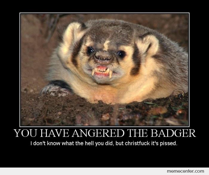 badger funny - You Have Angered The Badger I don't know what the hell you did, but christfuck it's pissed, memecenter.com