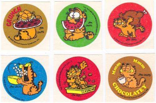 Garfield and Odie were huge in the '80s. Phones, clothes, food, and yes, even stickers were bought by the armload.