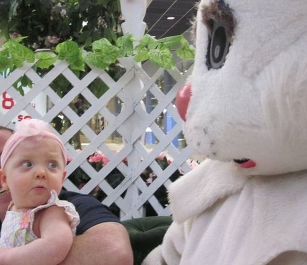 funny kids with easter bunny