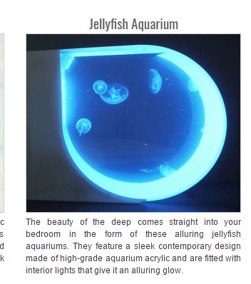 Jellyfish Aquarium The beauty of the deep comes straight into your bedroom in the form of these alluring jellyfish aquariums. They feature a sleek contemporary design made of highgrade aquarium acrylic and are fitted with interior lights that give it an…